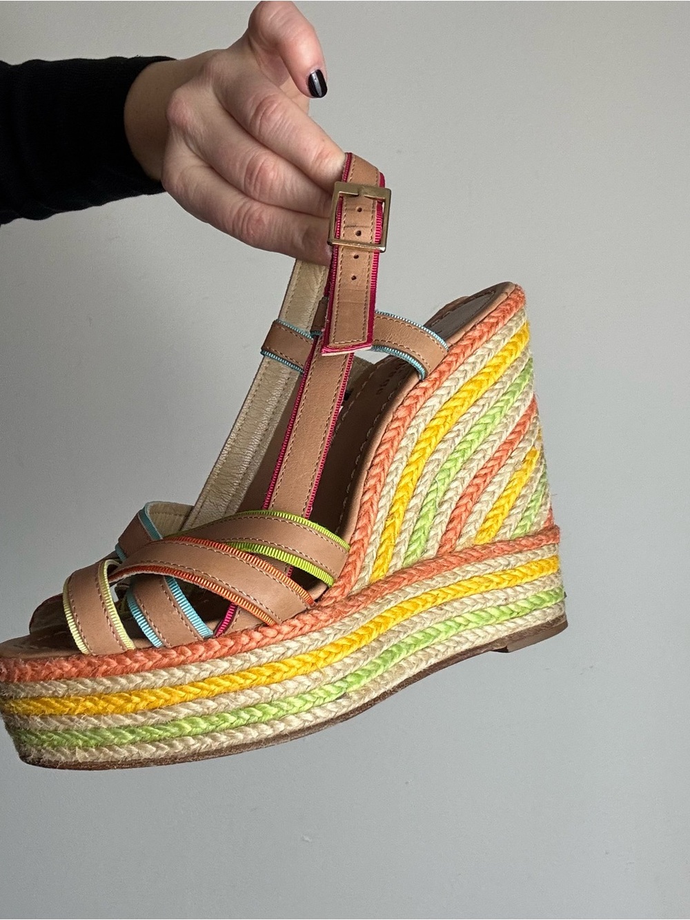 Kate Spade Women’s Multicolor Espadrille Wedge Sandals Made in Spain - Picture 3 of 7